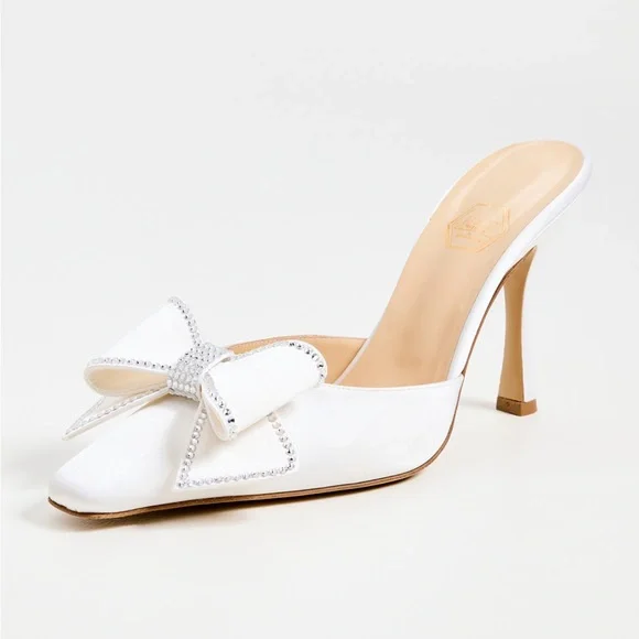 NWT Nalebe Dimante Satin Mule Heels - Picture 1 of 8